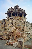 Khajuraho - elephant statue at the base of the Visvanatha Temple 